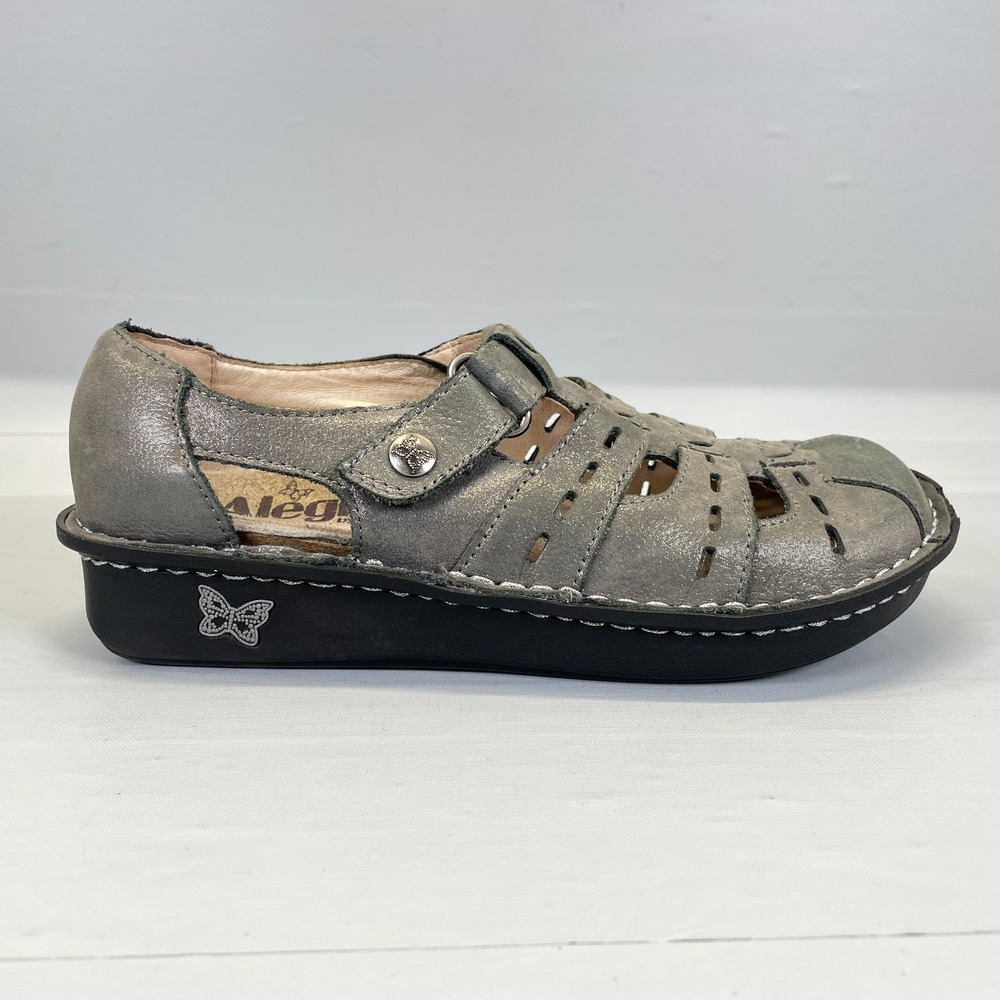 Alegria Pesca Fisherman Sandals Womens Size 35 US 5 Gray Leather Walking Shoes